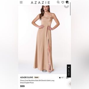 Azazie Clove Satin Dress in English Rose, size A6